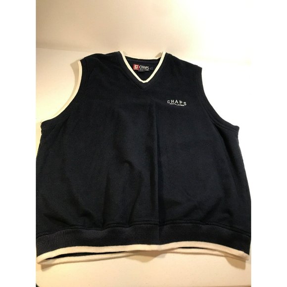 Chap Ralph Lauren Embroidered Navy-White Ring Trim Pullover Vest Men Large - Picture 3 of 11